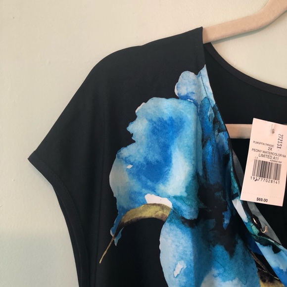 The Limited Collection Blouse Peony Watercolors Sz 2X BNWT Big Florals Office - Picture 10 of 13